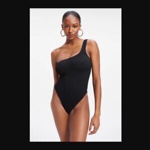 Good American Always Fits One Shoulder One Piece Swimsuit Textured